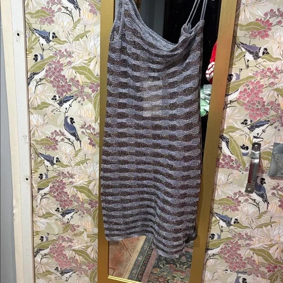 NWT!! Zara Striped Gray Mini Dress - Picture 4 of 5